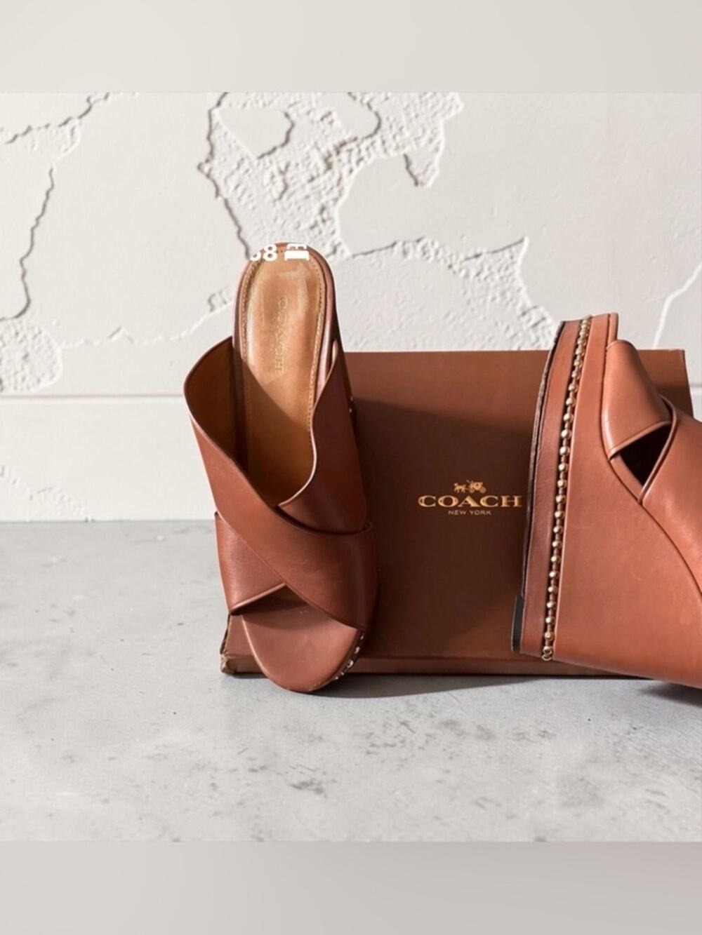 Coach Emily Wedge Slide Sandals in box